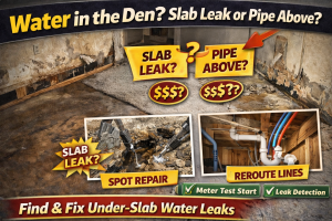 Water in the Den? Slab Leak or Pipe Above?