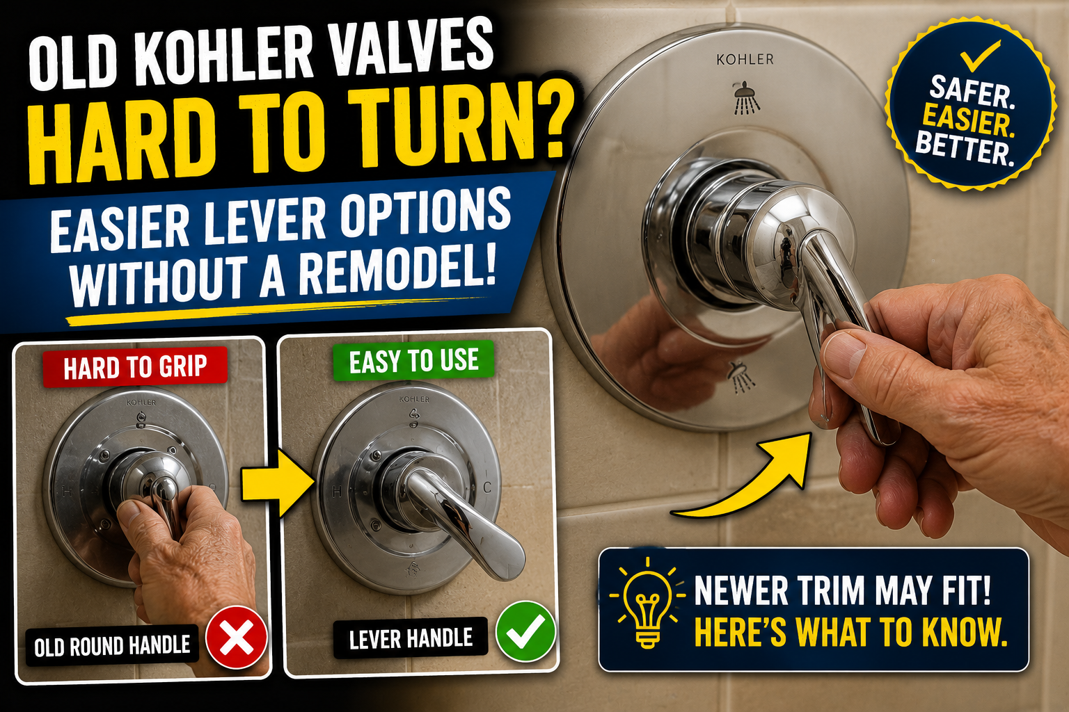 Can Old Kohler Shower Handles Be Easier?