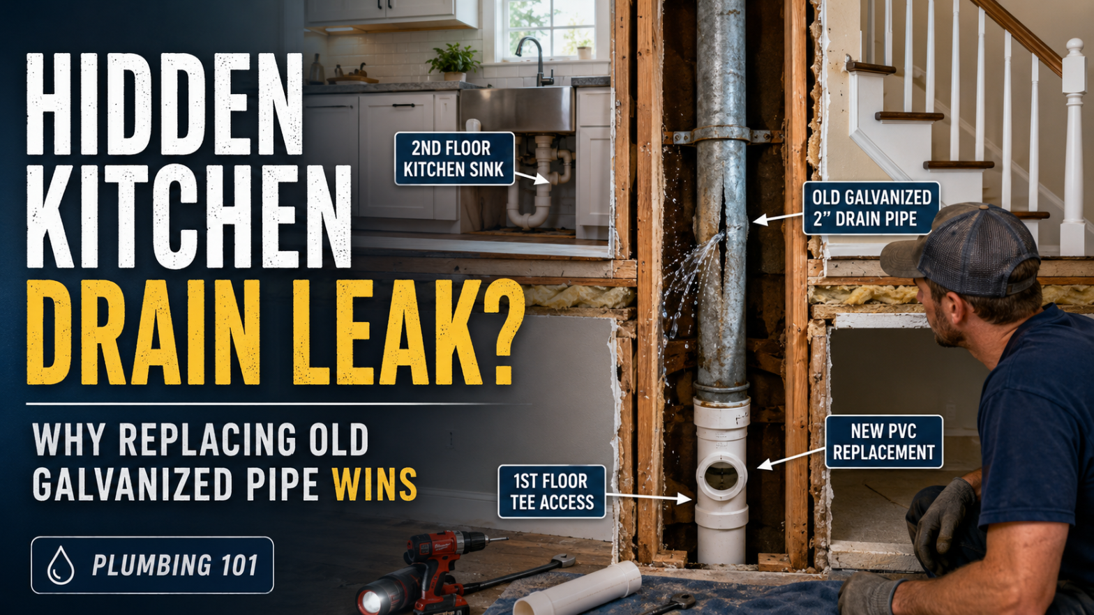 Leaking 2nd Floor Kitchen Drain Fix