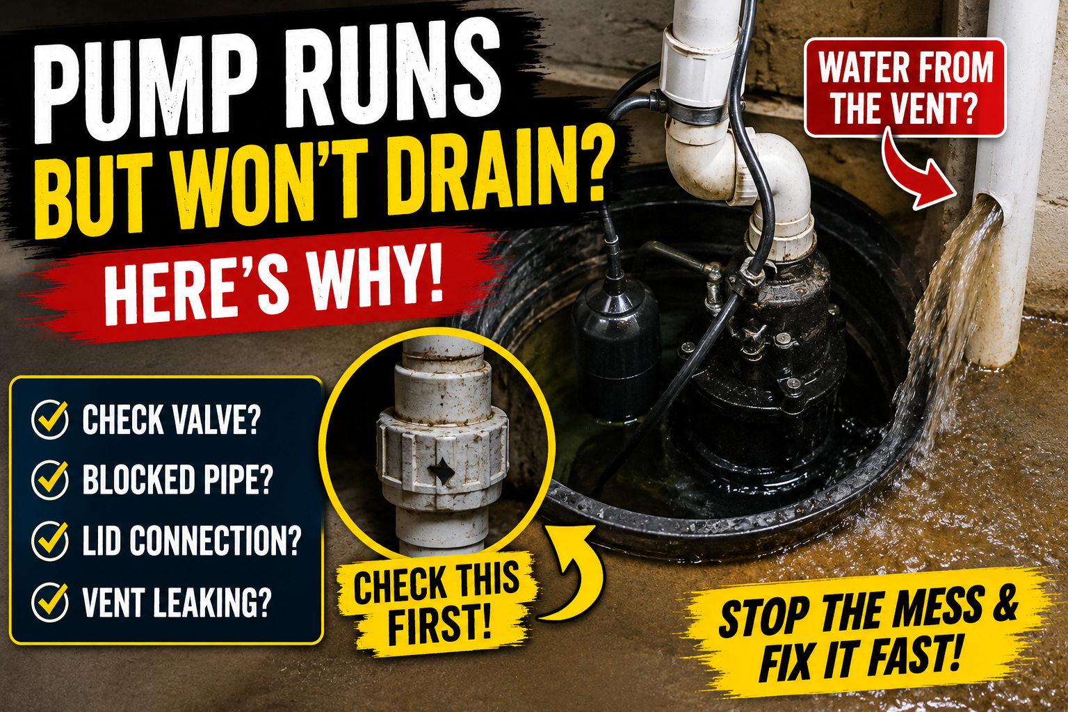 Pump Runs But Won’t Drain? Check This