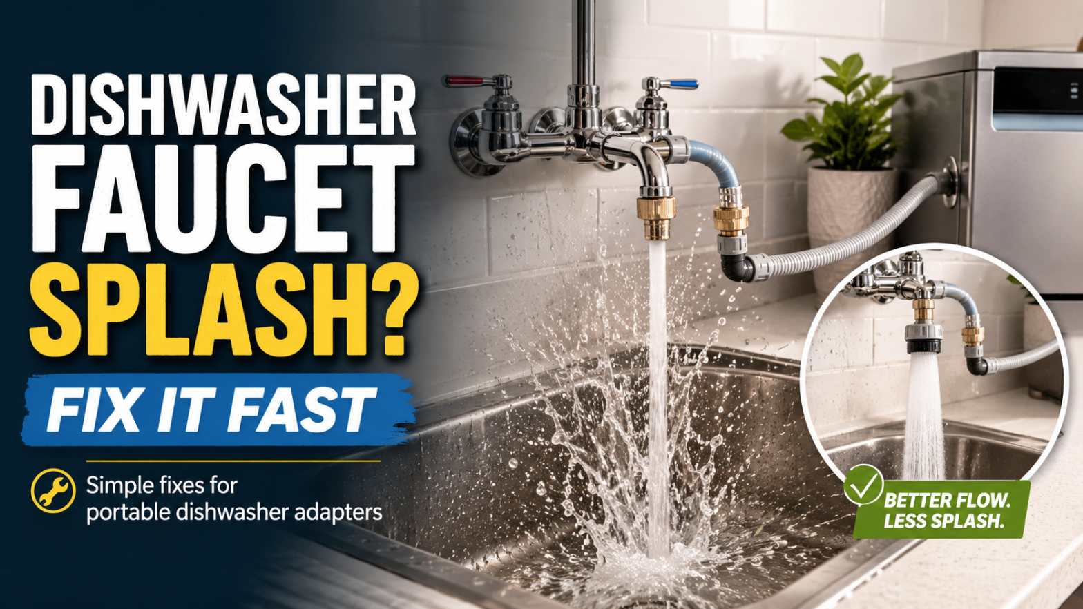 Stop Portable Dishwasher Faucet Splash Fast